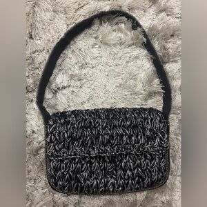 Maeve by anthropology Elegant Black and Silver Women's Bag with bead accents.